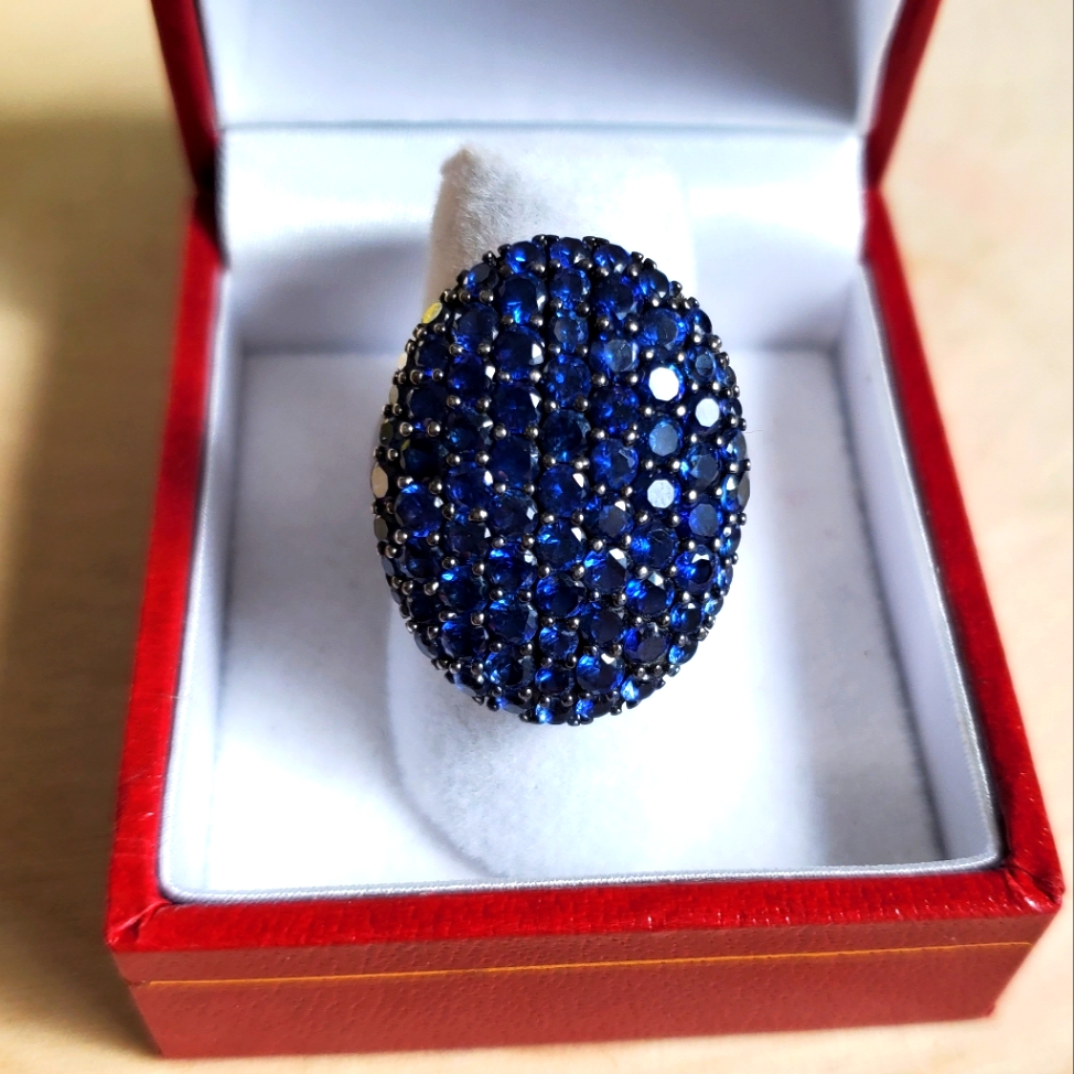 Sterling Silver 925 Genuine Sapphire Face Ring.